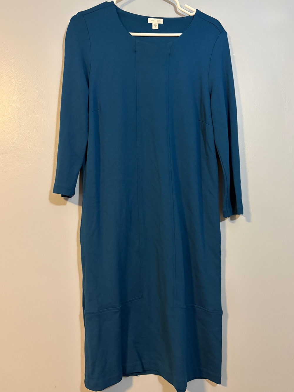 J. Jill Teal 3/4 Sleeve Shift Dress Ponte M Tall